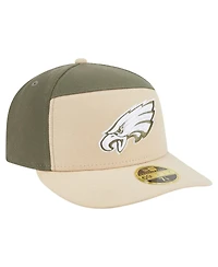 New Era Men's Light Beige/Olive Philadelphia Eagles Two-Tone Color Pack Split Panel 59FIFTY Fitted Hat