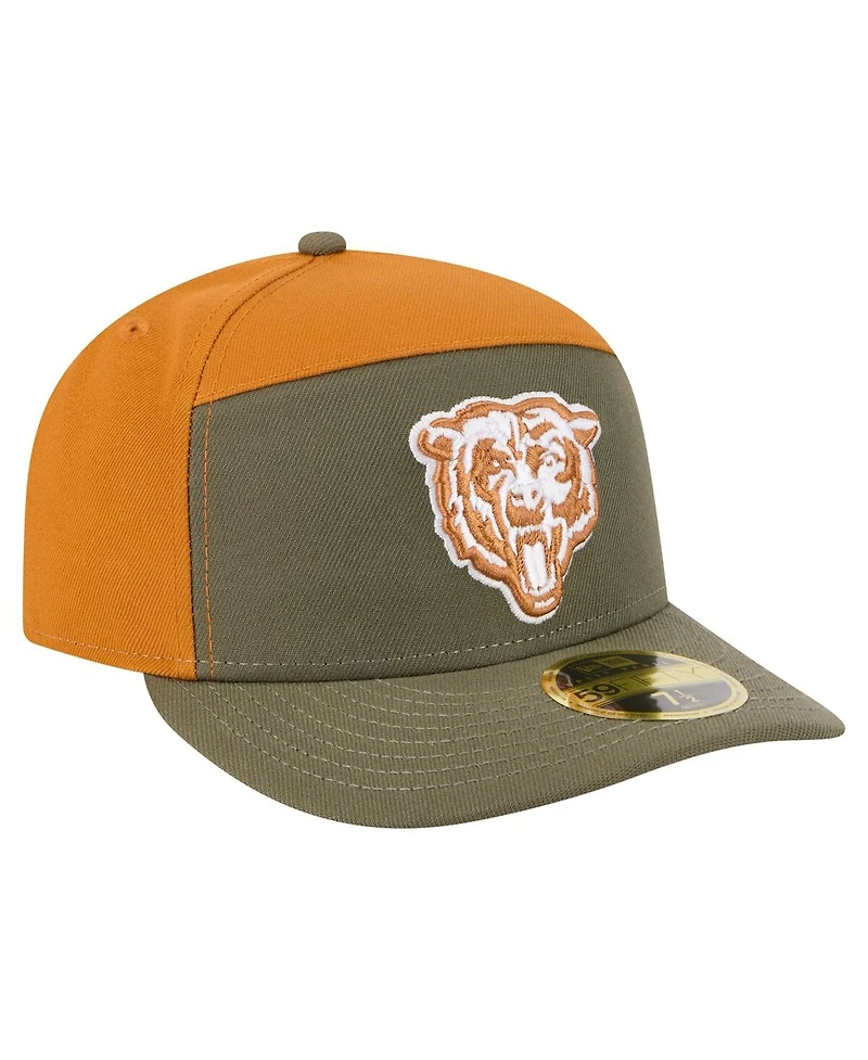 New Era Men's Olive/Brown Chicago Bears Two-Tone Color Pack Split Panel 59FIFTY Fitted Hat
