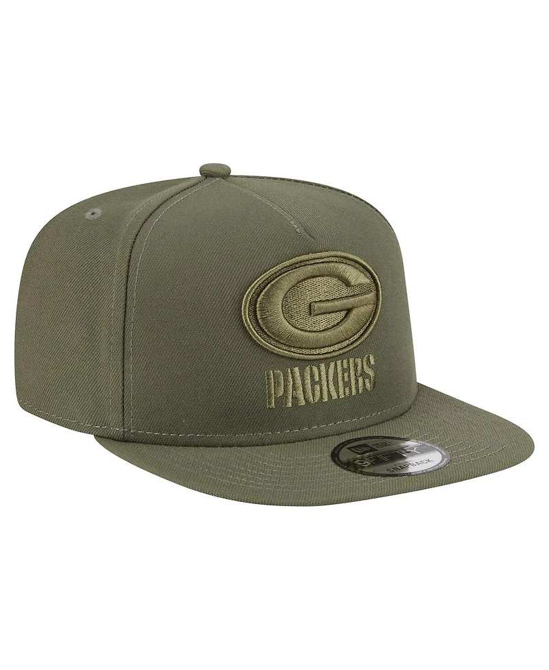 New Era Men's Olive Green Bay Packers Color Pack A-Frame 9FIFTY Snapback Hat