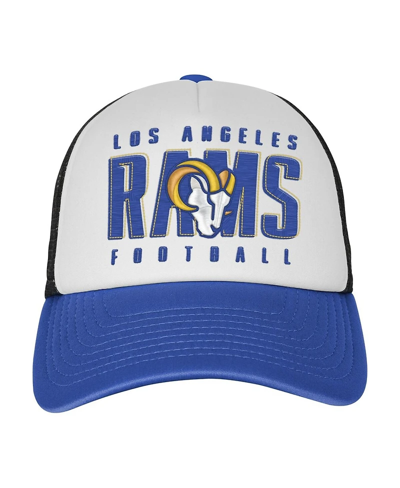 Outerstuff Big Boys and Girls White/Royal Los Angeles Rams Essentials Trucker Adjustable Hat