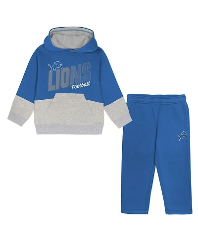 Outerstuff Toddler Blue Detroit Lions Lineman Fleece Hoodie and Pants Set