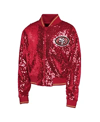 Outerstuff Big Boys and Girls Scarlet San Francisco 49ers Nfl Glam Squad Sequin Jacket