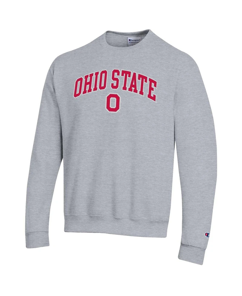 Champion Men's Heather Gray Ohio State Buckeyes Arch Over Logo Pullover Sweatshirt
