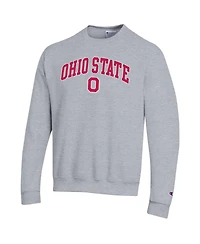 Champion Men's Heather Gray Ohio State Buckeyes Arch Over Logo Pullover Sweatshirt