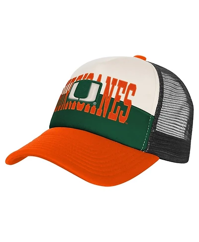 Outerstuff Big Boys and Girls Green/Cream Miami Hurricanes Modern Fan Trucker Adjustable Hat