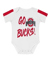 Outerstuff Baby Boys and Girls 3-Piece Scarlet/White Ohio State Buckeyes Double Down Creeper Pants Set