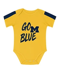 Outerstuff Baby Boys and Girls 3-Piece Navy/Maize Michigan Wolverines Double Down Creeper Pants Set