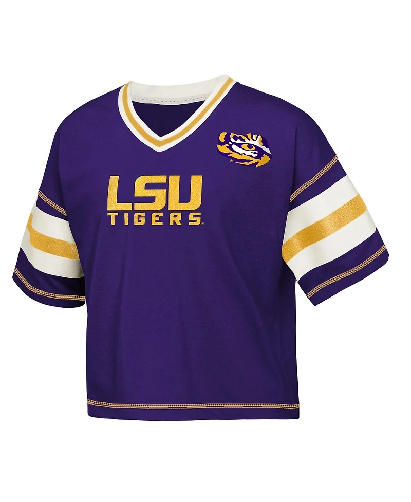 Outerstuff Big Girls Purple Lsu Tigers Gridiron Jersey V-Neck T-Shirt