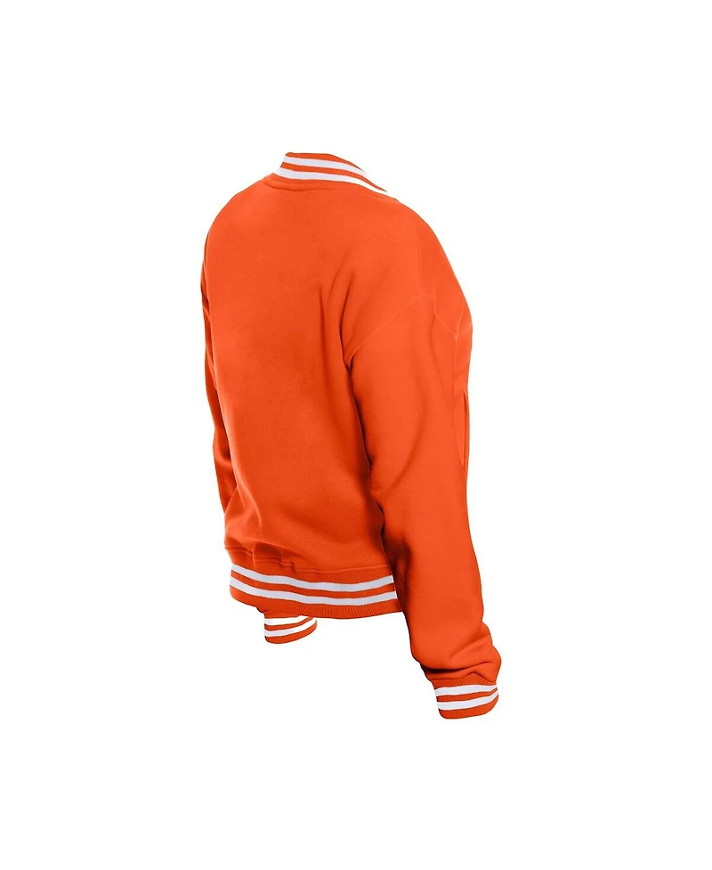 New Era Women's Orange Cleveland Browns Throwback Fleece Full-Snap Jacket