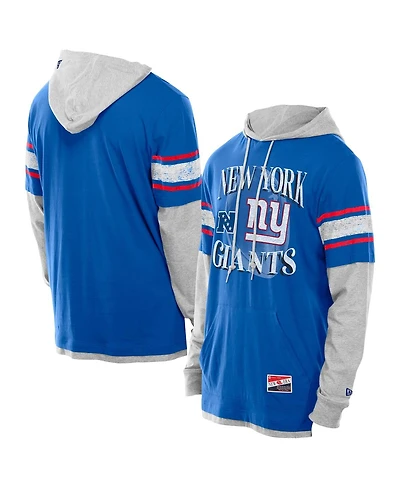 New Era Men's Royal York Giants Twofer Layered Long Sleeve Hoodie T-Shirt