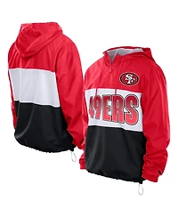 New Era Men's Scarlet San Francisco 49ers Ripstop Quarter-Zip Hooded Windbreaker