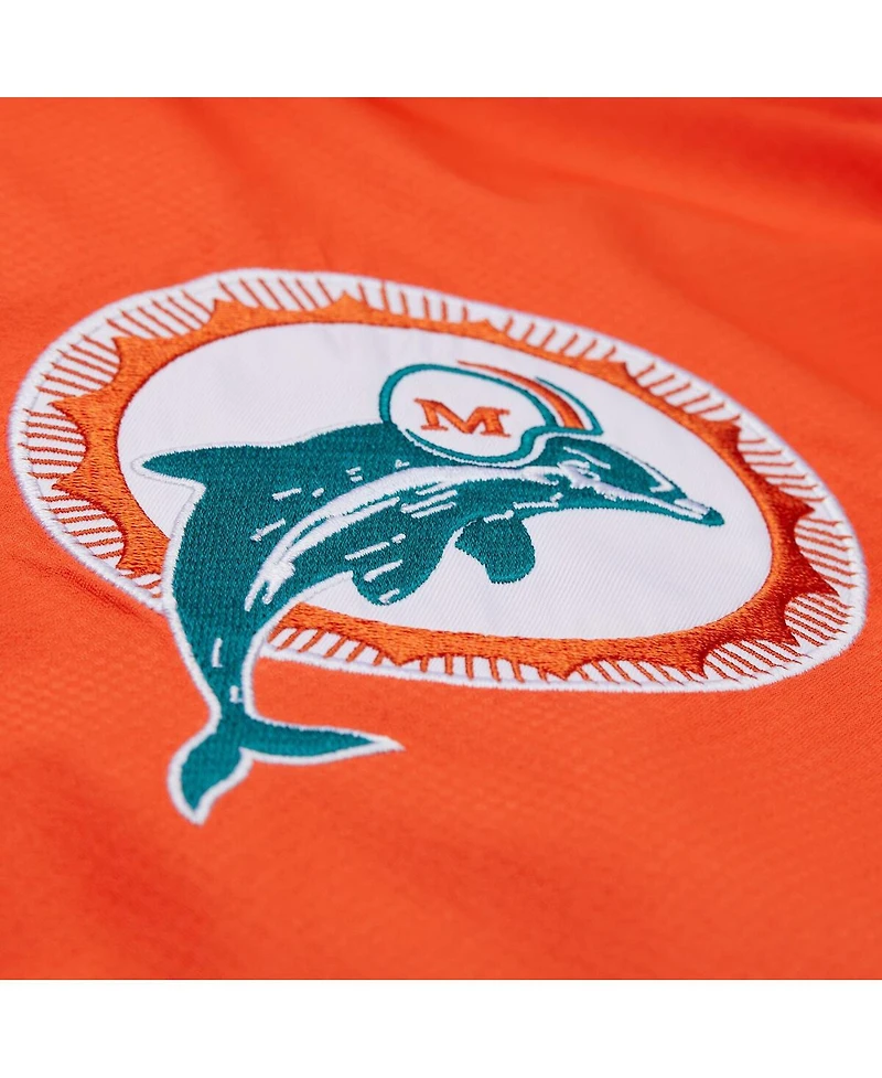 Mitchell & Ness Men's Orange/Aqua Miami Dolphins Tie Breaker Vintage Logo Lightweight Anorak Half-Zip Windbreaker