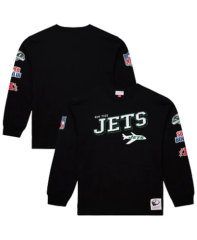 Mitchell & Ness Men's Black New York Jets Training Camp Vintage Logos Long Sleeve T-Shirt