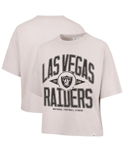 '47 Brand Women's Natural Las Vegas Raiders Cropped Windthrow Ravine T-Shirt
