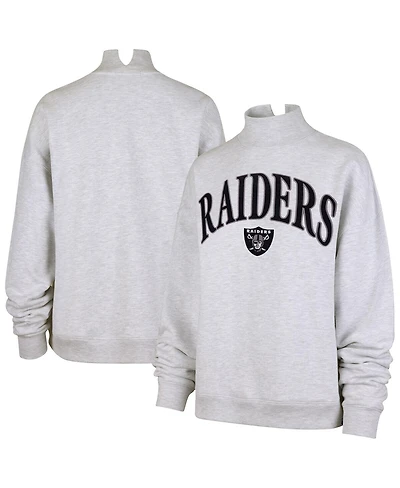 '47 Brand Women's Heather Gray Las Vegas Raiders Vantage Mock Neck Pullover Sweatshirt