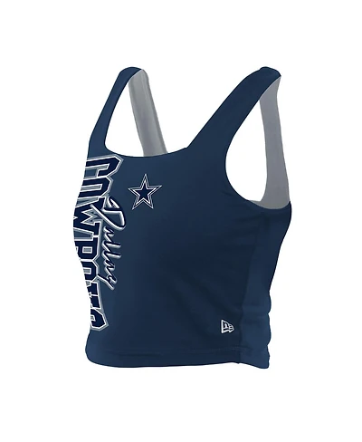 New Era Women's Navy/Gray Dallas Cowboys Reversible Cropped Sport Classics Tank Top