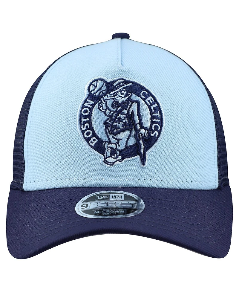 New Era Big Boys and Girls Light Blue Boston Celtics Colorpack 9FORTY A-Frame Trucker Adjustable Hat