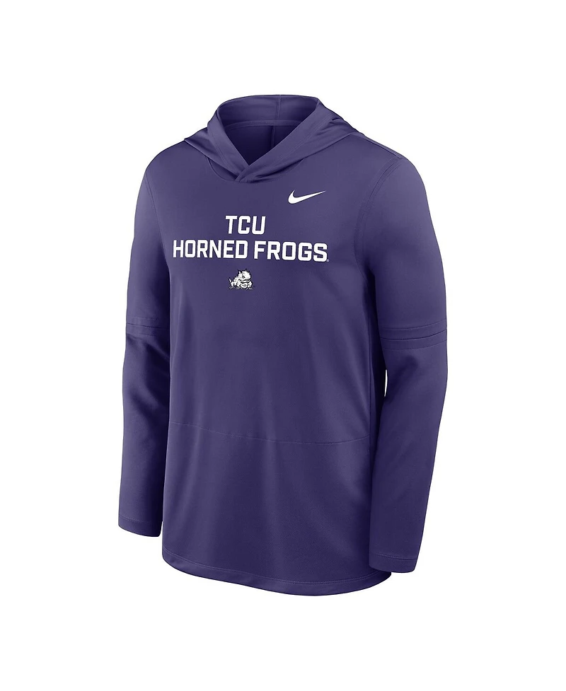 Nike Men's Purple Tcu Horned Frogs 2025 Sideline Dri-fit Long Sleeve Hoodie T-Shirt