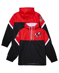 Mitchell & Ness Men's Red/Black Georgia Bulldogs Tie Breaker Logo Vintage Lightweight Anorak Half-Zip Windbreaker