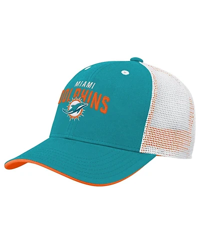 Outerstuff Big Boys and Girls Aqua Miami Dolphins Core Lockup Trucker Adjustable Hat