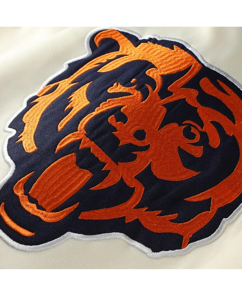 Profile Men's Oatmeal Chicago Bears Big Tall Chest Print and Logo Short Sleeve Pullover Hoodie