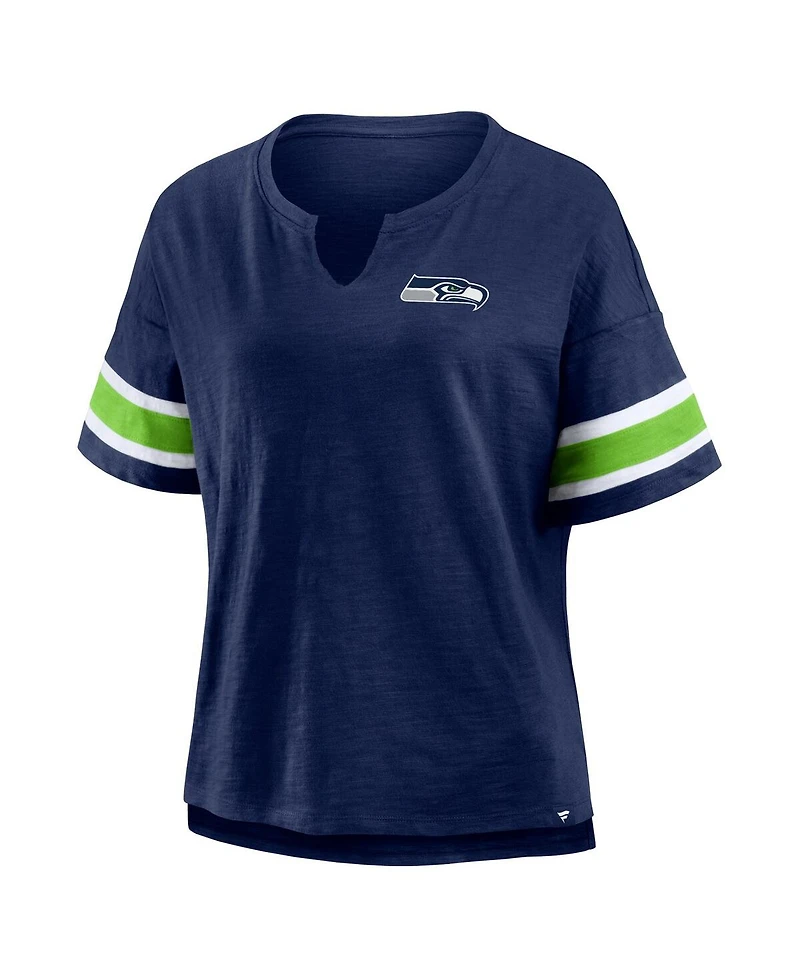 Fanatics Women's College Navy Seattle Seahawks Plus Redzone Notch Neck T-Shirt