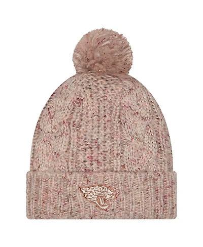 New Era Women's Stone Jacksonville Jaguars Trendy Tone Cuffed With Pom Knit Hat