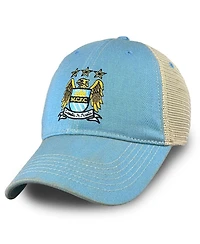 1863FC Men's Sky Blue Manchester City Retro Tea Washed Vintage Trucker Adjustable Hat