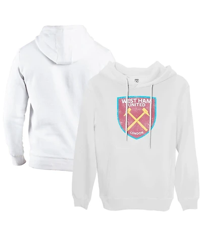 1863FC Men's White West Ham United Color Badge Fleece Pullover Hoodie