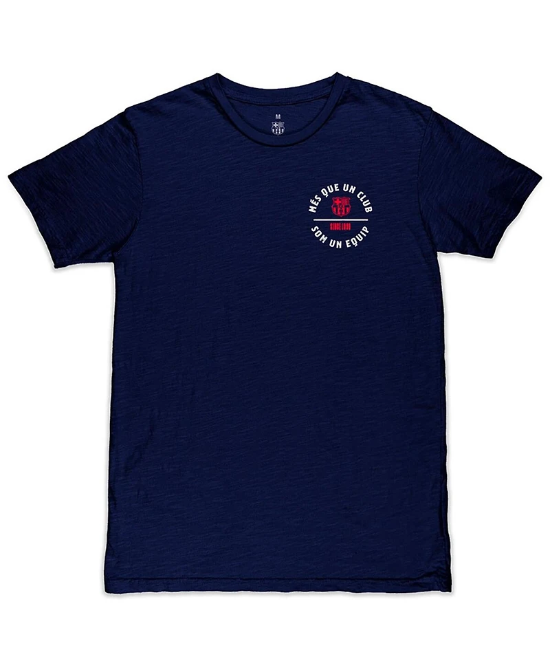 1863FC Men's Navy Barcelona Slogan Wrap Slub T-Shirt