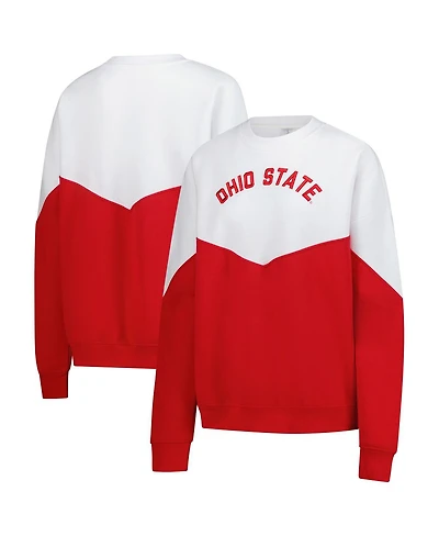 ZooZatz Women's White Ohio State Buckeyes Bestie Oversized Pullover Sweatshirt