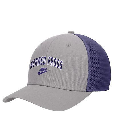 Nike Men's Pewter Tcu Horned Frogs Vintage Arch Rise Performance Trucker Adjustable Hat