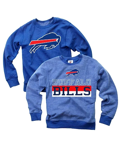 Wes & Willy Big Boys and Girls Royal Buffalo Bills Reversible Fleece Pullover Sweatshirt