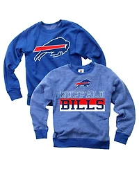 Wes & Willy Big Boys and Girls Royal Buffalo Bills Reversible Fleece Pullover Sweatshirt