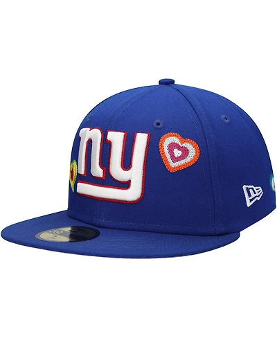 New Era Men's Royal New York Giants Chain Stitch Heart 59FIFTY Fitted Hat