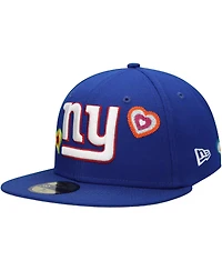 New Era Men's Royal New York Giants Chain Stitch Heart 59FIFTY Fitted Hat