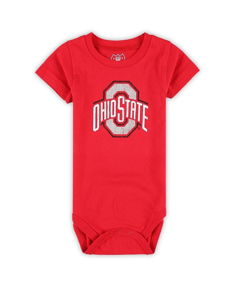 Wes & Willy Baby Boys and Girls 3-Pack Ohio State Buckeyes Bodysuit Set