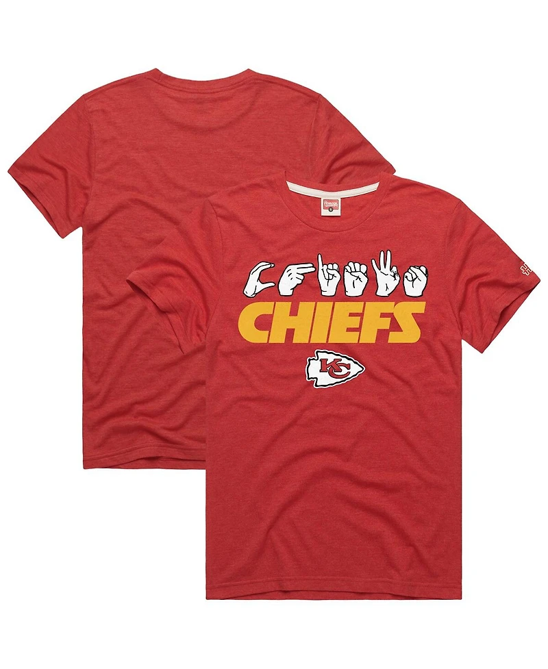 Homage Men's and Women's Red Kansas City Chiefs Nfl Asl Collection by Love Sign Tri-Blend T-Shirt