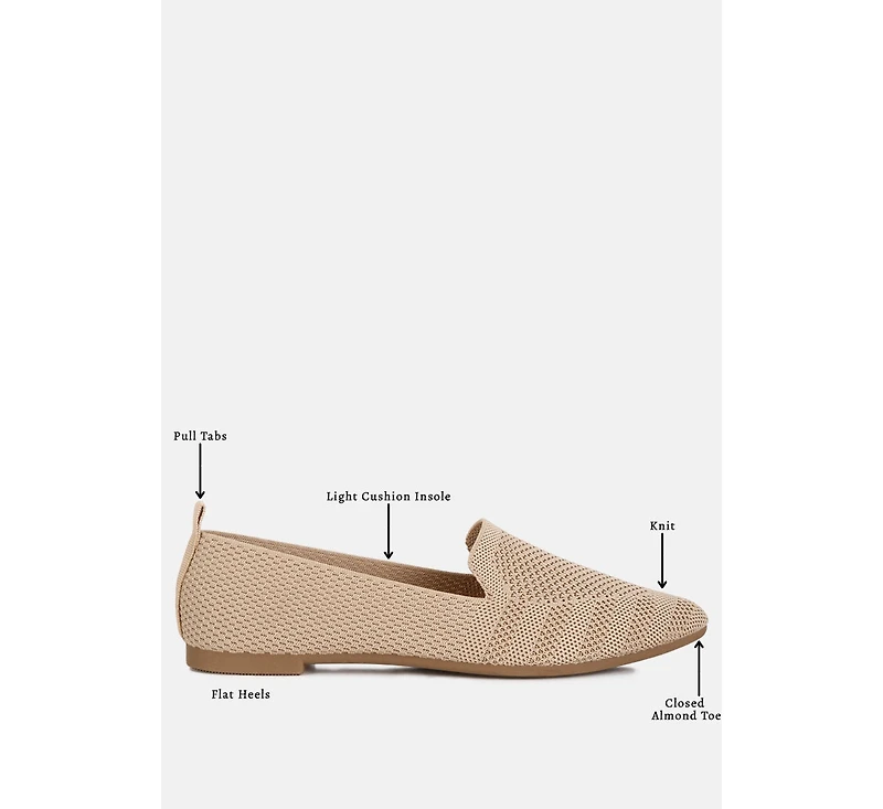 Akili Knit Textile Solid Flats Women