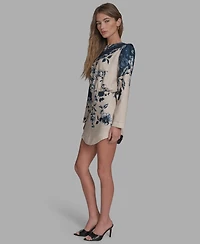 Bcbg Women's Long-Sleeve Tweed Shift Dress