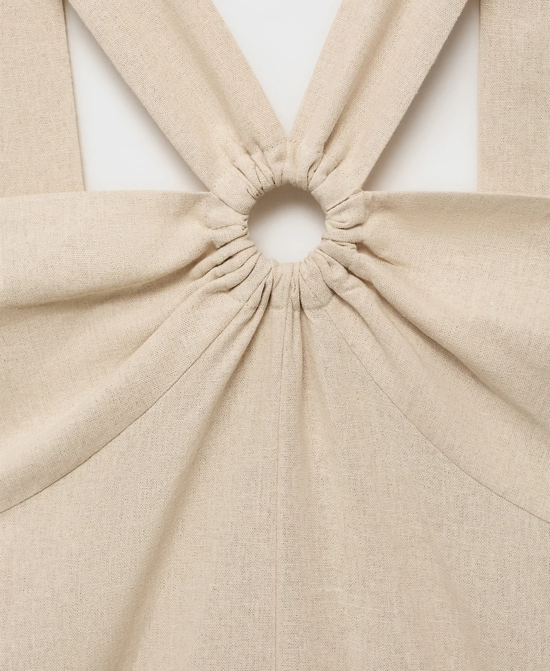 Mango Women's Hoop Detail Linen Jumpsuit