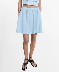 Mango Women's Scalloped Hem Embroidered Skirt