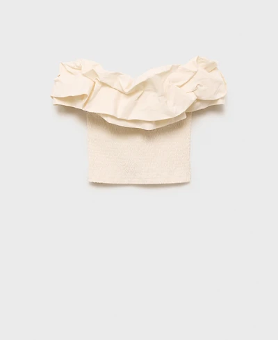 Mango Women's Ruffles Strapless Top