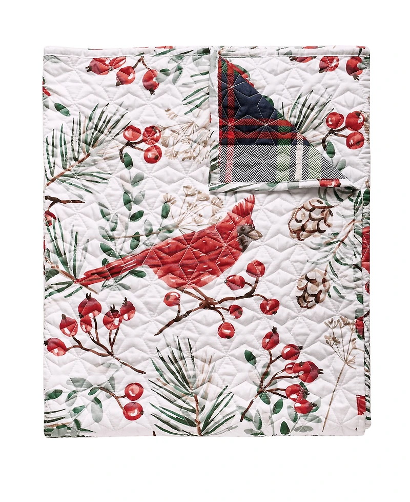Greenland Home Fashions Cardinal Plaid Winter Wonderland Reversible Throw, 50" x 60"