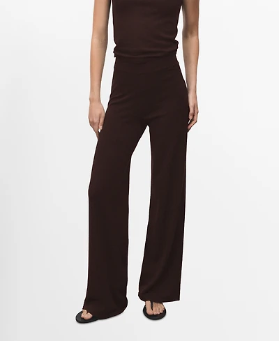 Mango Women's Fine-Knit Wide Leg Pants