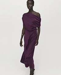 Mango Women's Asymmetrical Satin Dress
