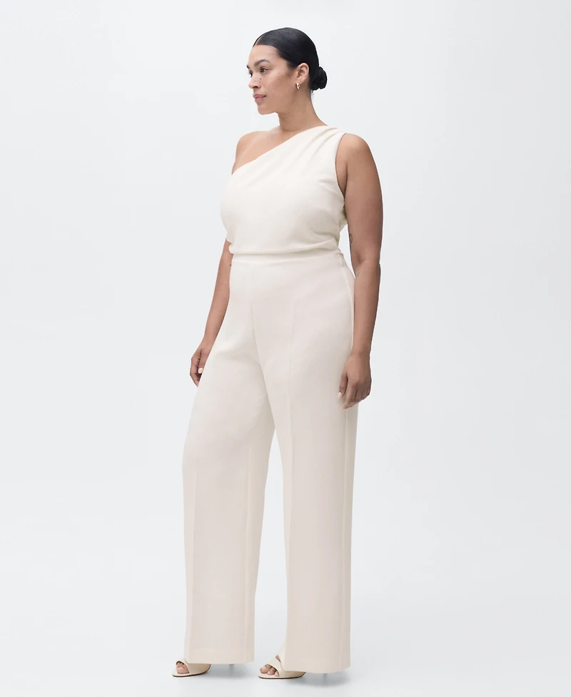 Mango Women's Asymmetrical Neck Long Jumpsuit