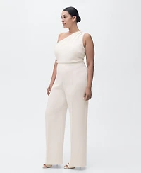 Mango Women's Asymmetrical Neck Long Jumpsuit