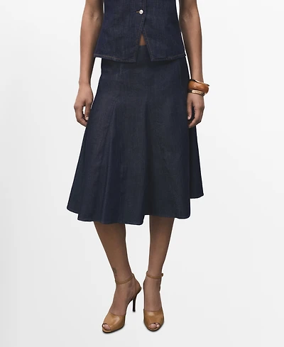 Mango Women's Pleated Denim Skirt