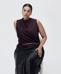 Mango Women's Draped Neck Satin Blouse